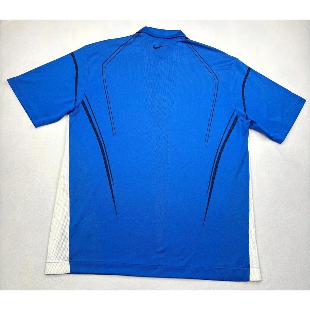 Nike Golf Shirt Mens Medium Blue FitDry Mesh Panel Short Sleeve Polo 335922-430